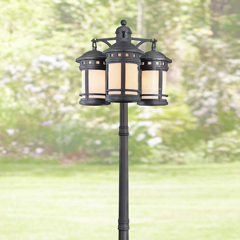 Image 1 Sedona 86" High 3-Lantern Oiled Bronze Outdoor Post Light