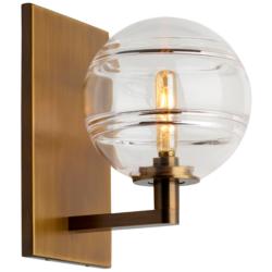 Sedona 9&quot; High Aged Brass with Clear Glass Wall Sconce
