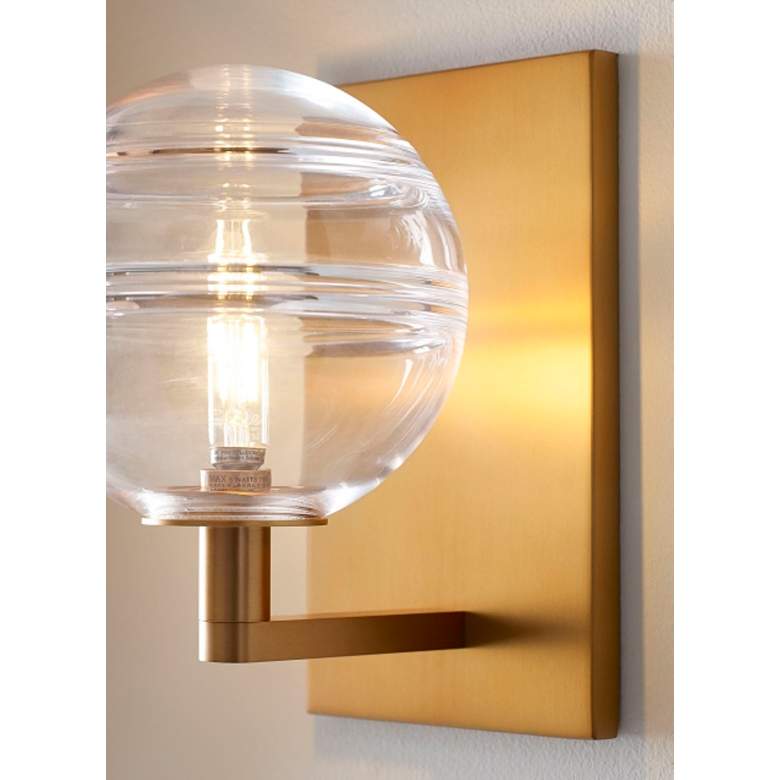 Image 4 Sedona 9" High Aged Brass with Clear Glass Wall Sconce more views
