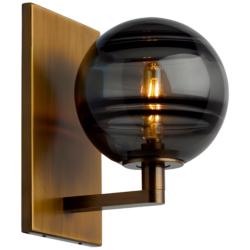 Sedona 9&quot; High Aged Brass with Smoke Glass Wall Sconce