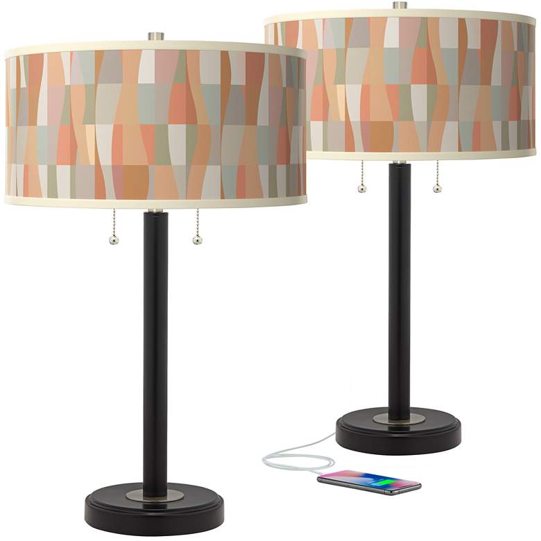 Image 1 Sedona Arturo Black Bronze USB Table Lamps Set of 2