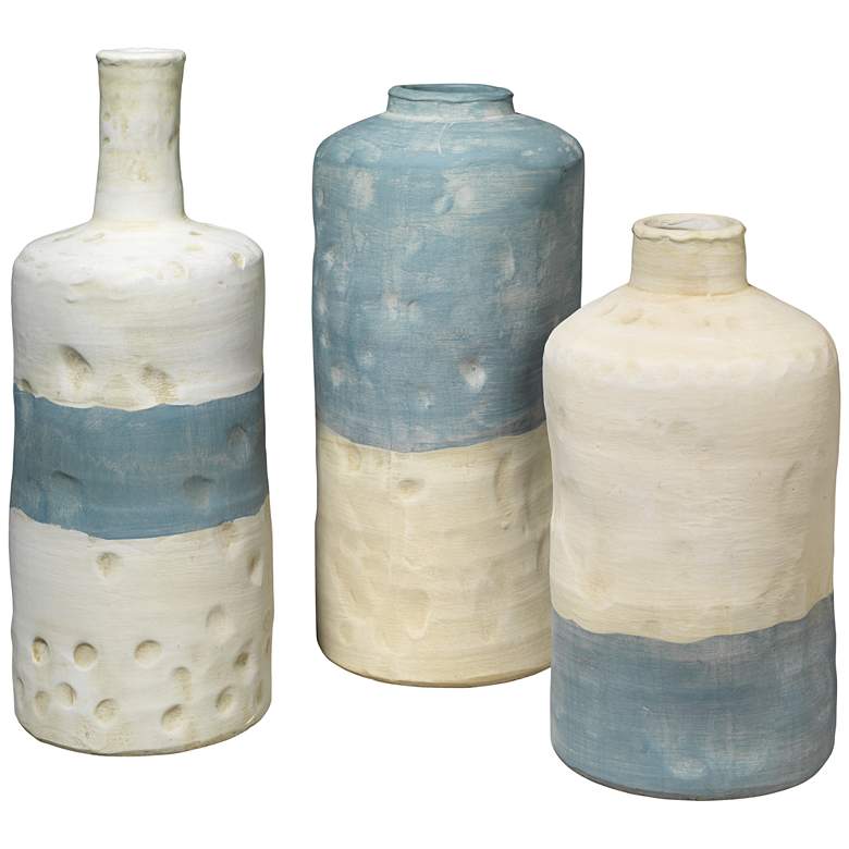 Sedona Blue and White Ceramic Vases - Set of 3