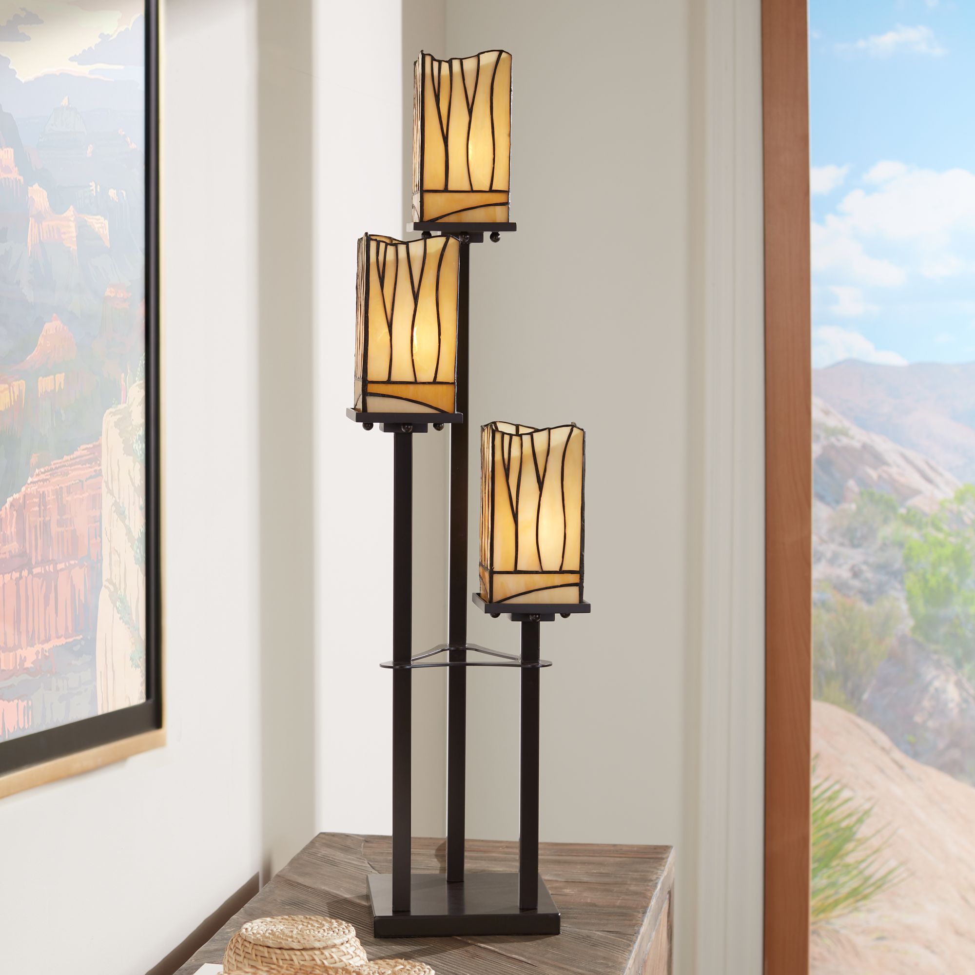 Sedona Collection 3-Tier Console Tiffany-Style Table Lamp - #45371