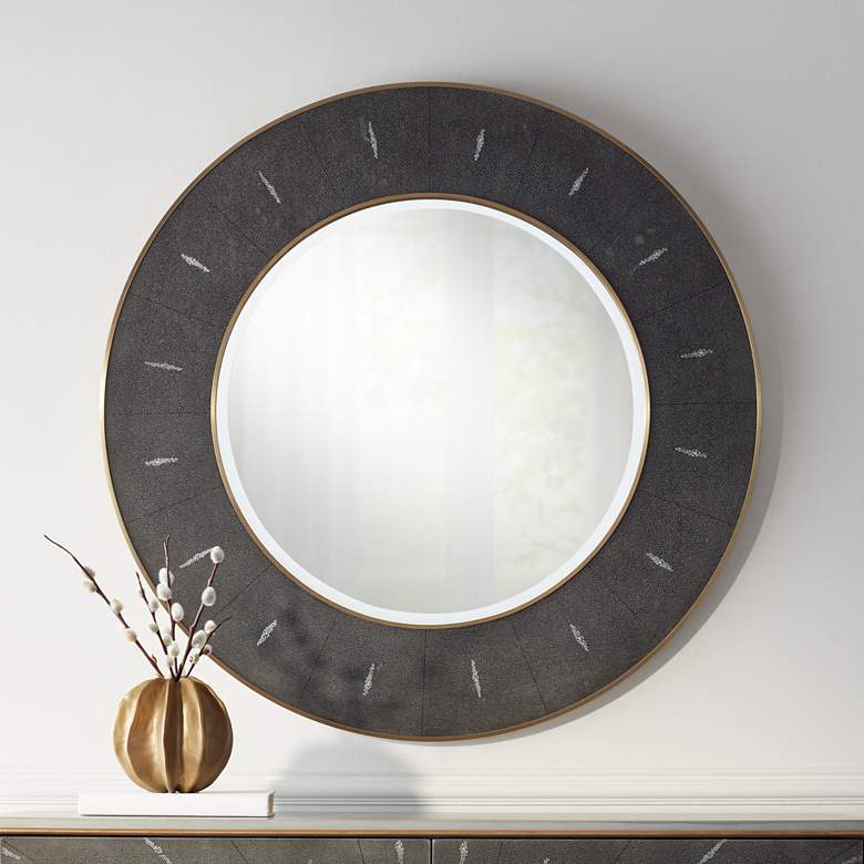 Image 1 Sedona Gray Shagreen 32" Round Wall Mirror