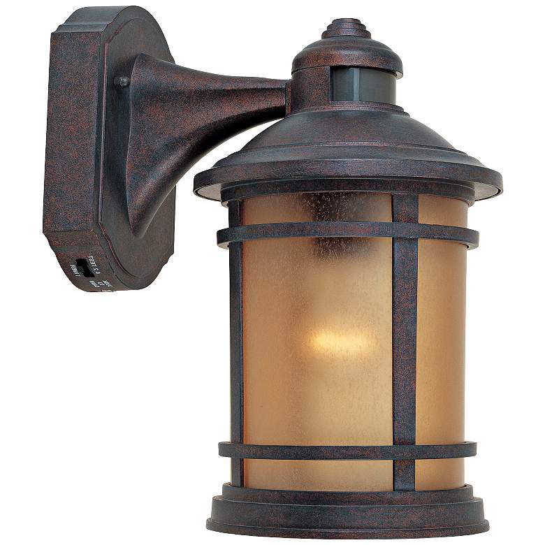 Image 1 Sedona Motion Sensor 7 inch Wide Patina Outdoor Wall Lantern