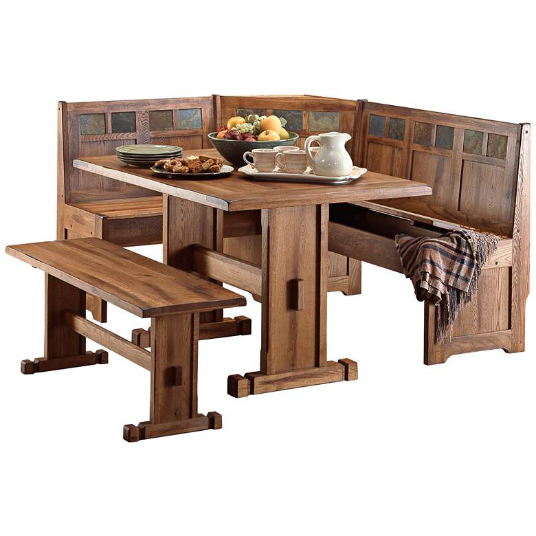 Image 1 Sedona Rustic Oak 4-Piece Breakfast Nook Set