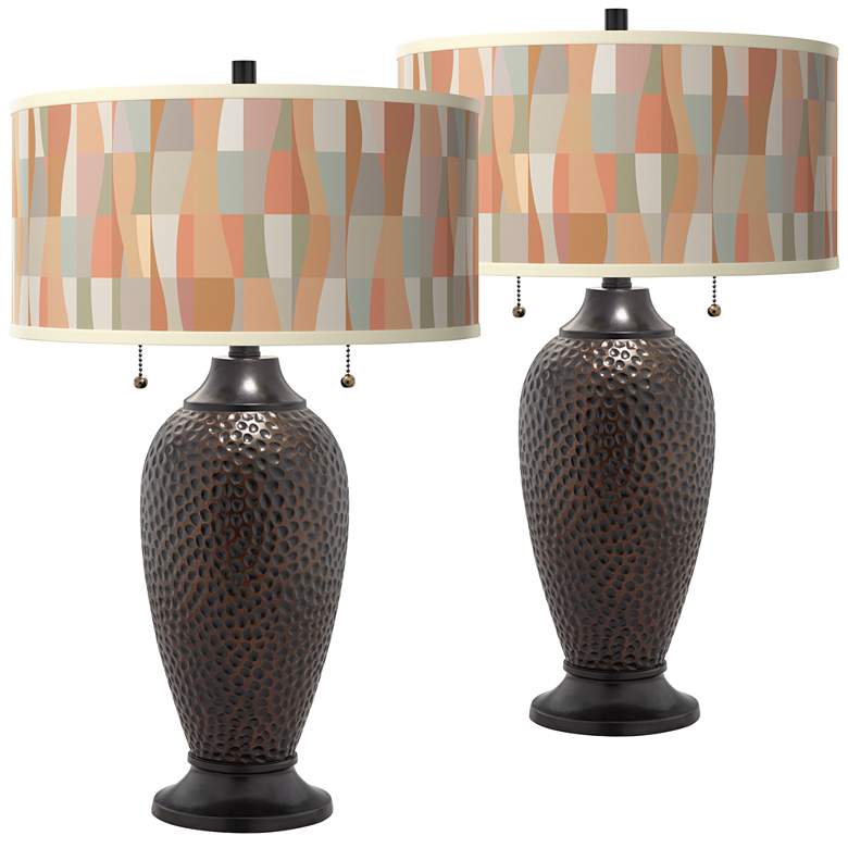 Image 1 Sedona Zoey Hammered Oil-Rubbed Bronze Table Lamps Set of 2