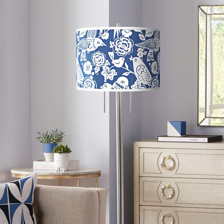 Image 1 Seedling by thomaspaul 63" High 2-Light Aviary Shade Nickel Floor Lamp