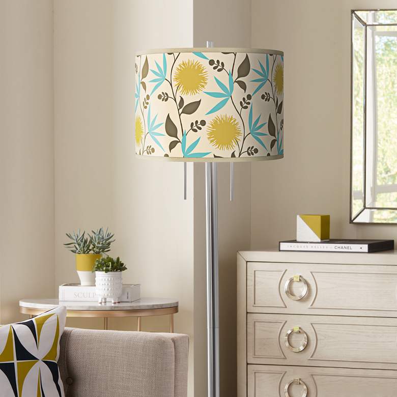 Image 1 Seedling by thomaspaul 63" High Dahlia Shade Nickel Garth Floor Lamp