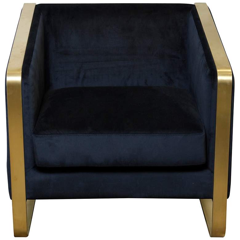 Image 2 Seeley Chair Black Velvet - Hardwood Frame - Brushed Gold Metal Legs more views