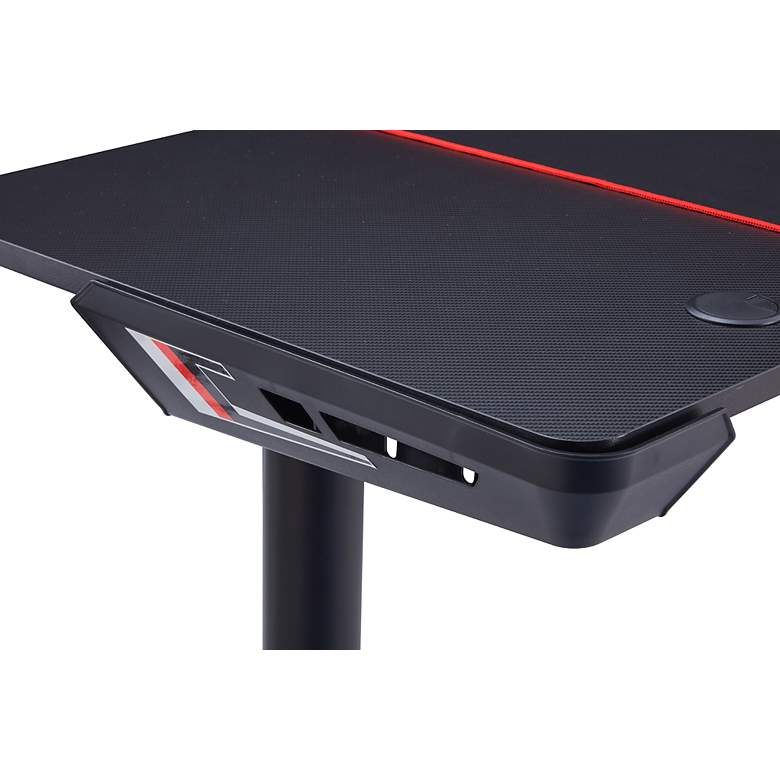 Image 2 Seelly 65"W Black Metal Gaming Desk with Built-in Outlets more views