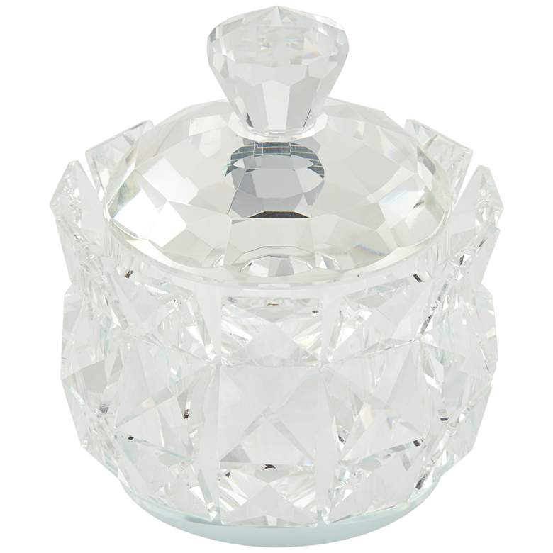 Image 1 Seely 4 1/2 inch Round Clear Glass Jewelry Box with Lid