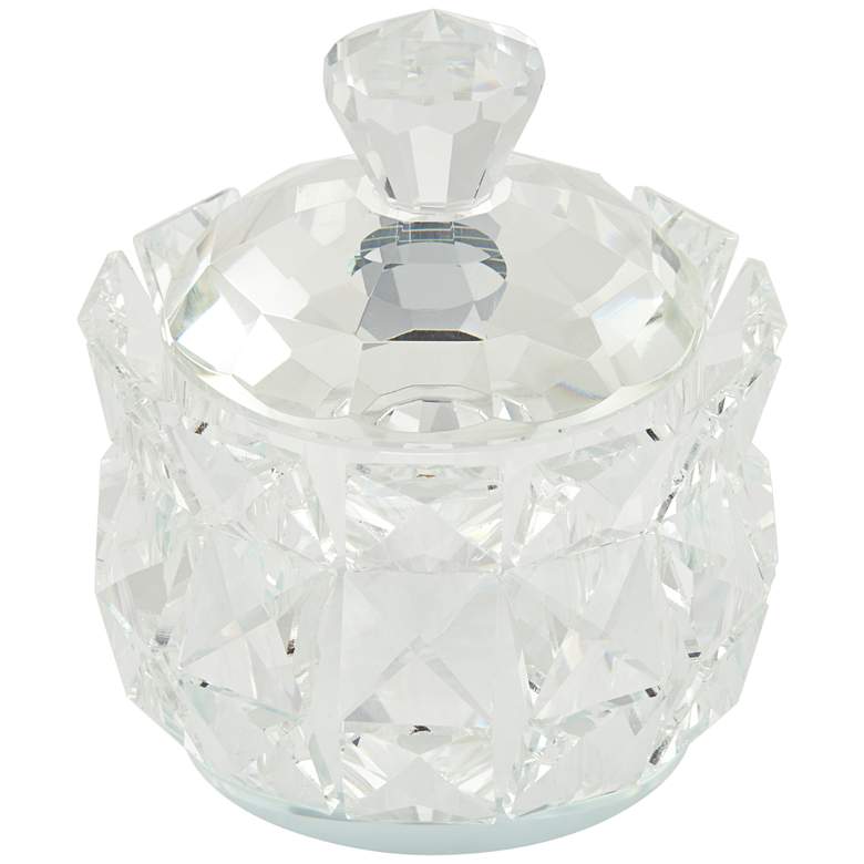 Image 1 Seely 4 1/2" Round Clear Glass Jewelry Box with Lid