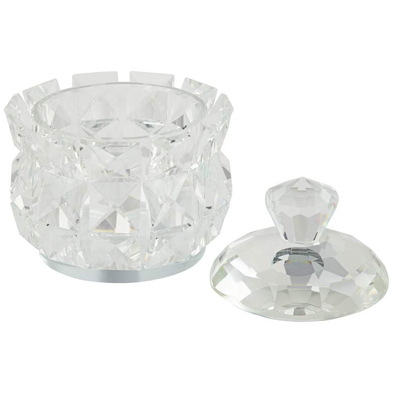 Seely 4 1/2 inch Round Clear Glass Jewelry Box with Lid more views