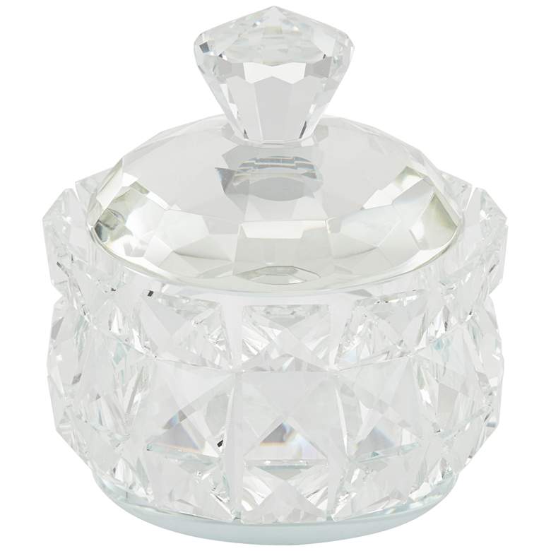 Image 1 Seely 5 1/2 inch Round Clear Glass Jewelry Box with Lid