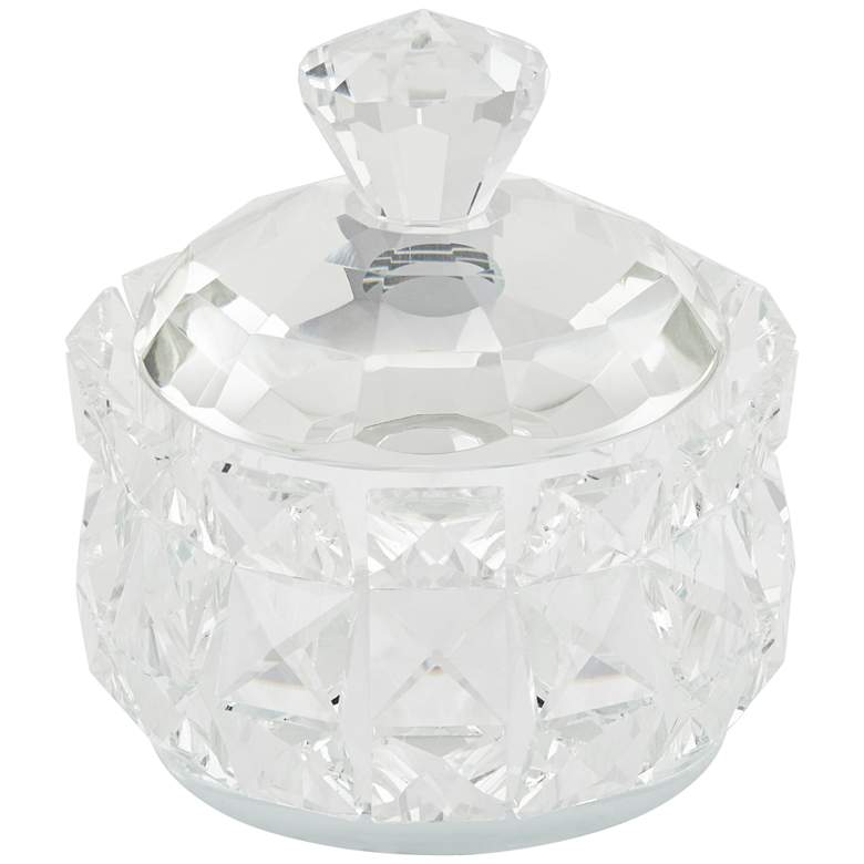 Seely 5 1/2&quot; Round Clear Glass Jewelry Box with Lid more views