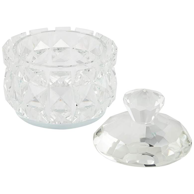 Image 4 Seely 5 1/2 inch Round Clear Glass Jewelry Box with Lid more views