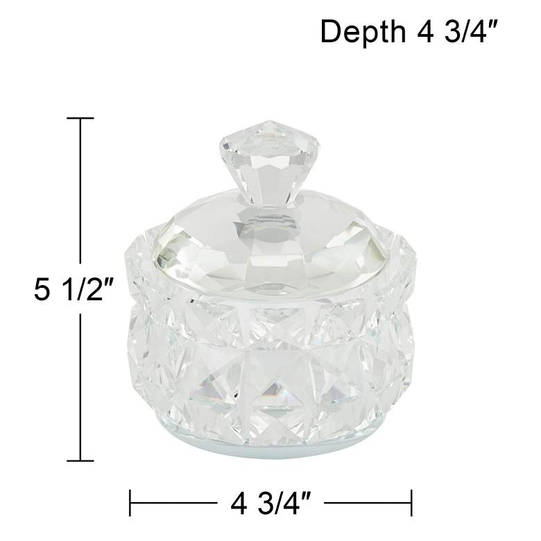 Image 5 Seely 5 1/2 inch Round Clear Glass Jewelry Box with Lid more views
