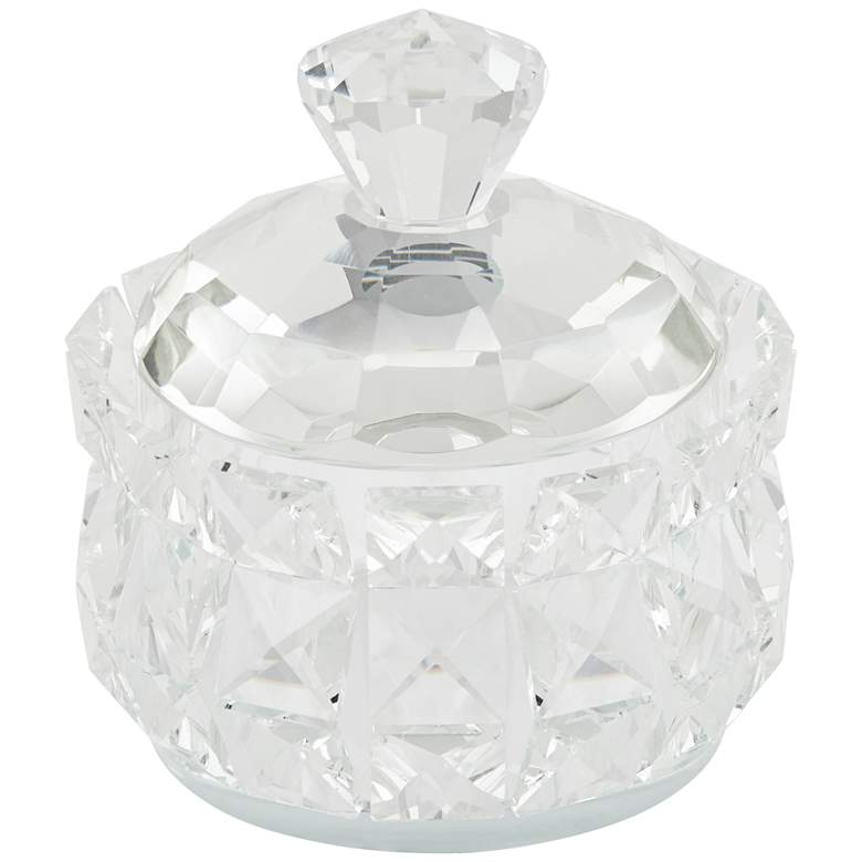 Image 2 Seely Round Clear Glass Jewelry Boxes with Lid Set of 2 more views