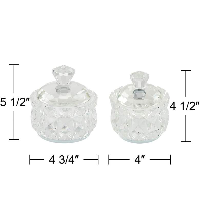 Image 6 Seely Round Clear Glass Jewelry Boxes with Lid Set of 2 more views