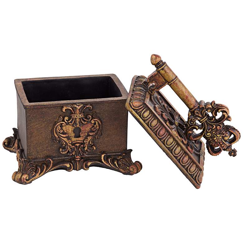 Image 4 Segreto 7 1/2 inch Wide Copper Bronze Royal Key Decorative Box more views