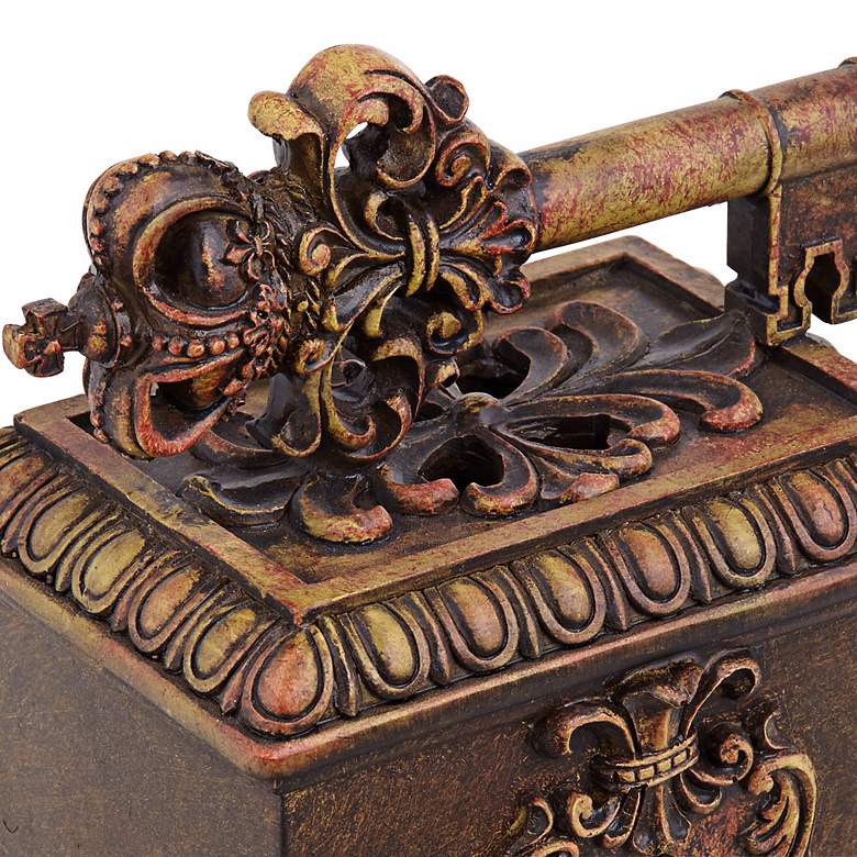 Image 5 Segreto 7 1/2 inch Wide Copper Bronze Royal Key Decorative Box more views