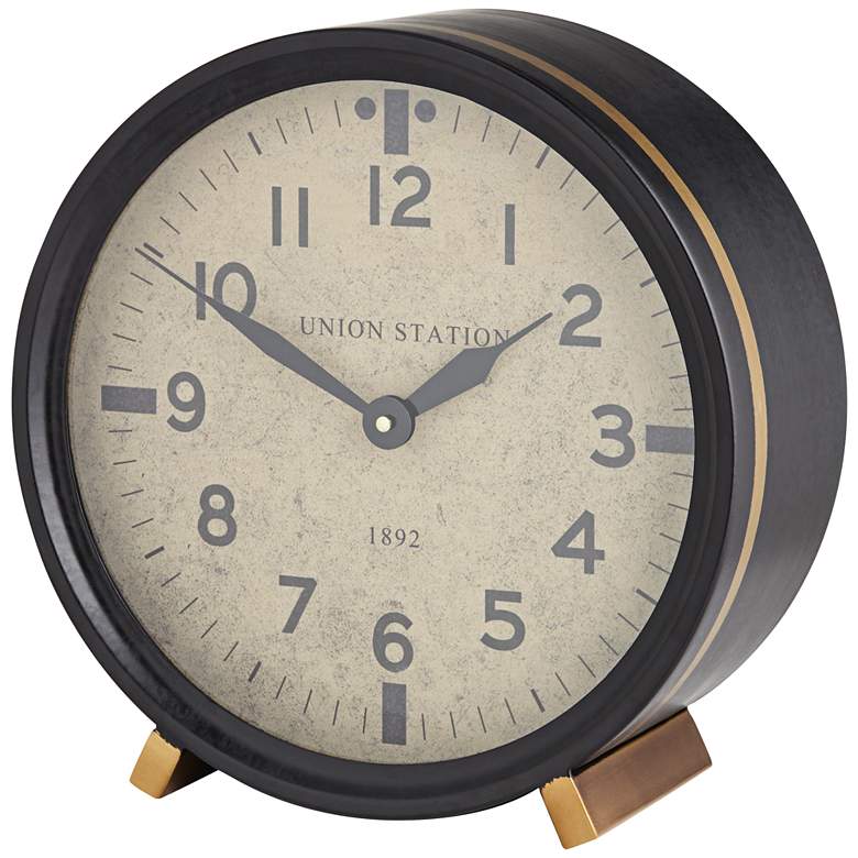Image 3 Seigel Matte Black 11 3/4 inch Wide Round Table Clock more views