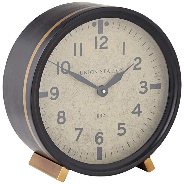 Image 4 Seigel Matte Black 11 3/4 inch Wide Round Table Clock more views