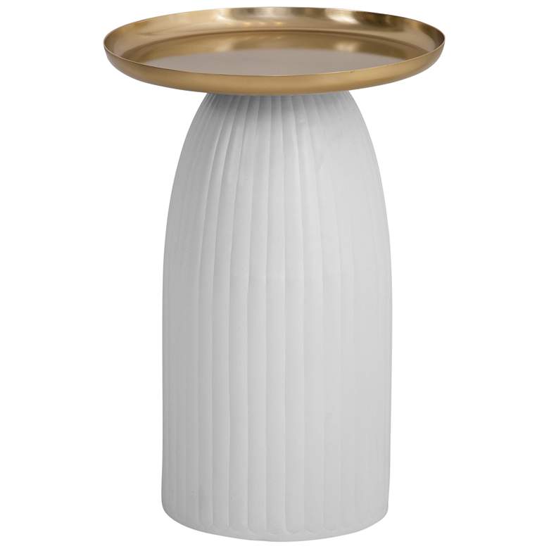 Image 1 Sela 21 inch Brass and White Scatter Table