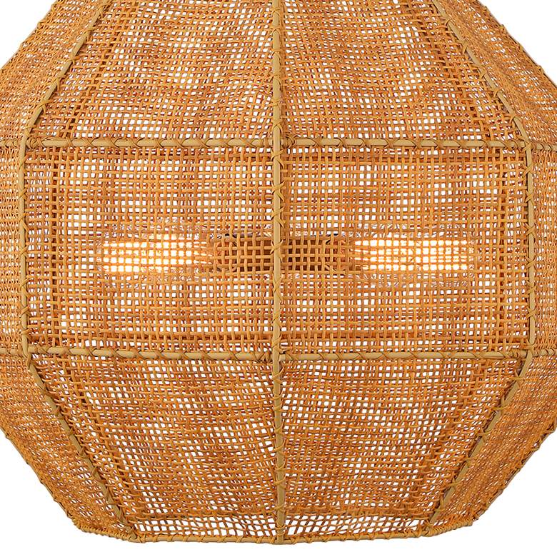 Image 2 Selby 25" Wide Burnished Brass and Rattan 5-Light Pendant more views