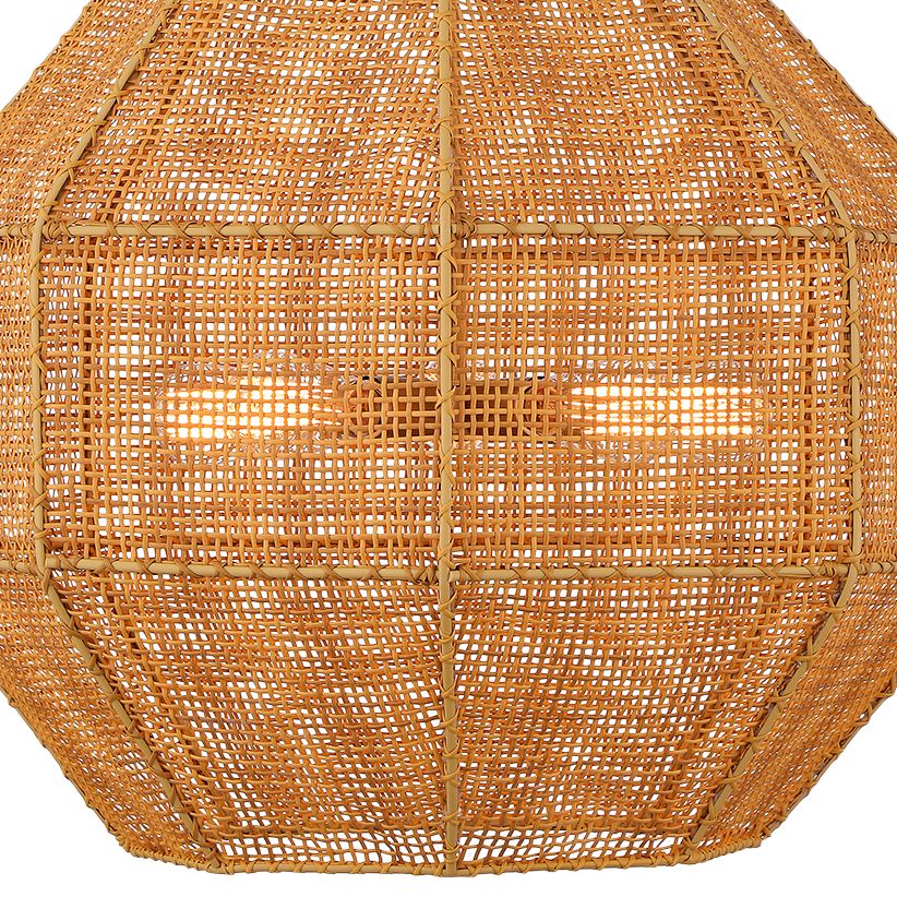 Image 2 Selby 5-Light Pendant in Burnished Brass and Rattan more views