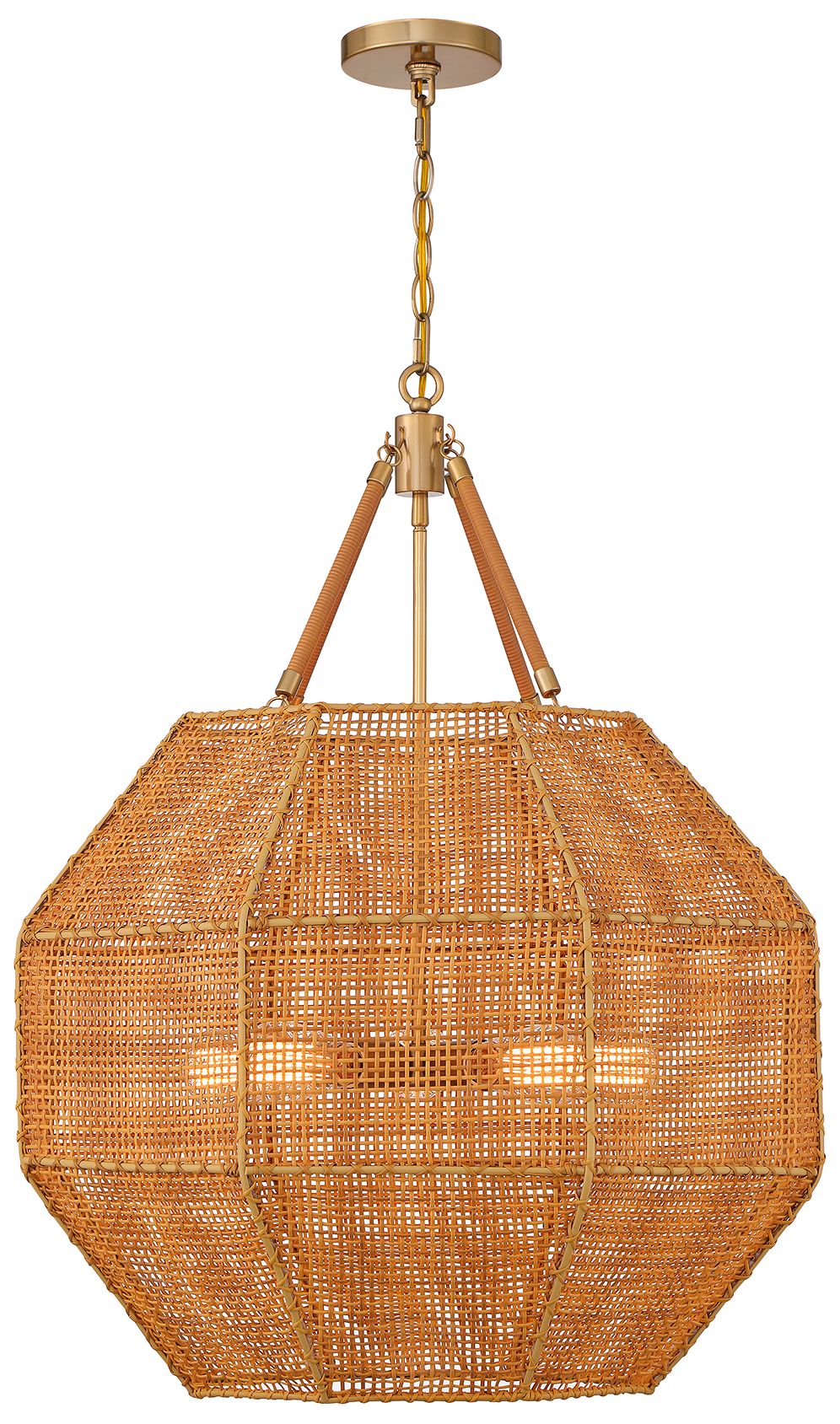 Image 4 Selby 5-Light Pendant in Burnished Brass and Rattan more views