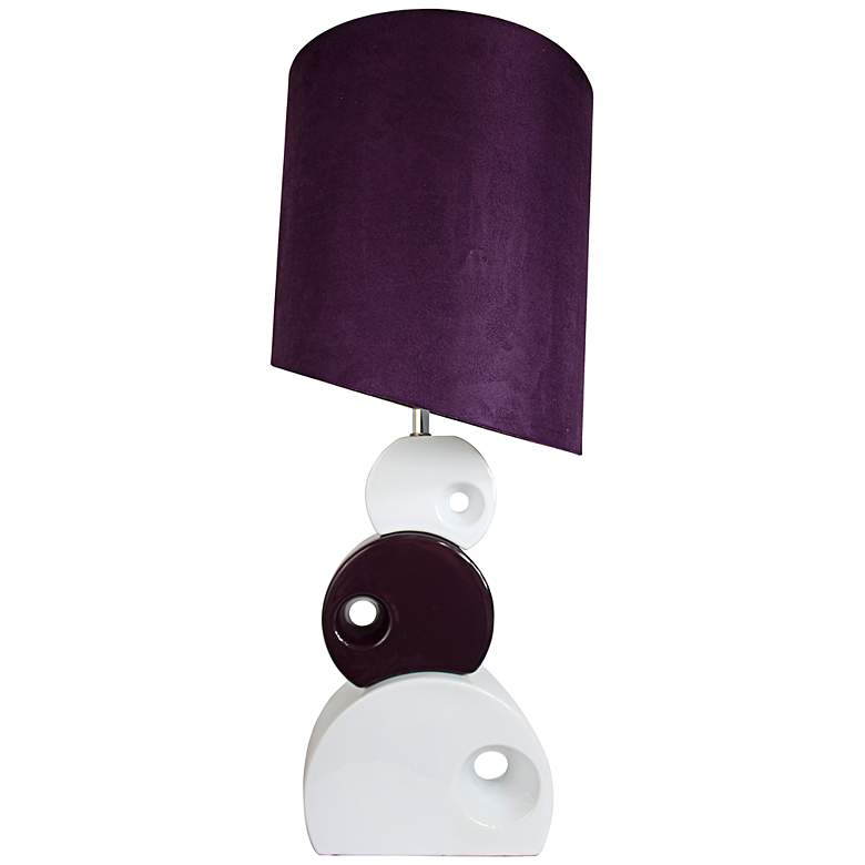 Image 1 Selden Purple and White Stacked Circle Table Lamp