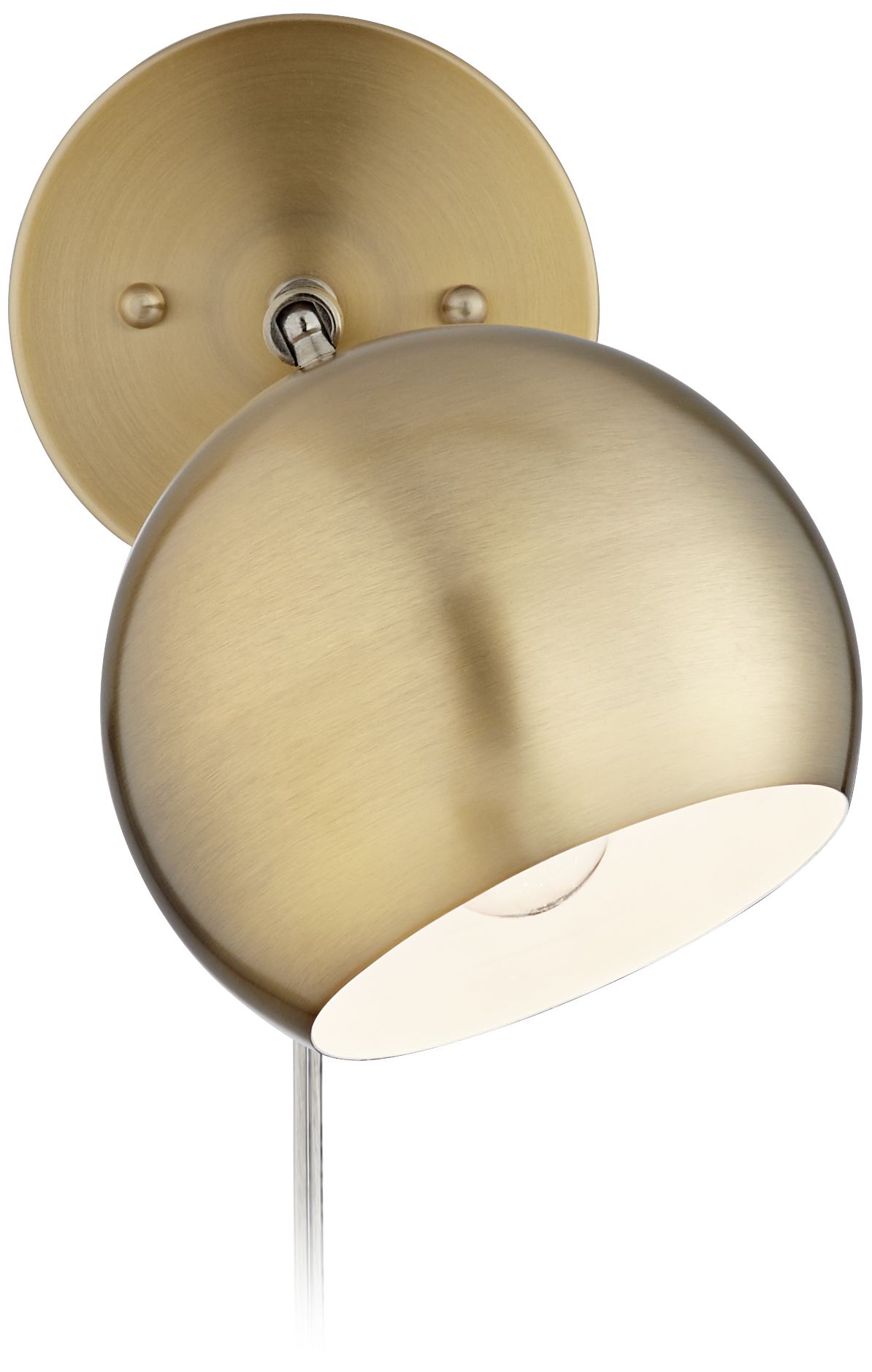 Selena Brass Sphere Shade PlugIn LED Wall Lamps Set of 2 34A85