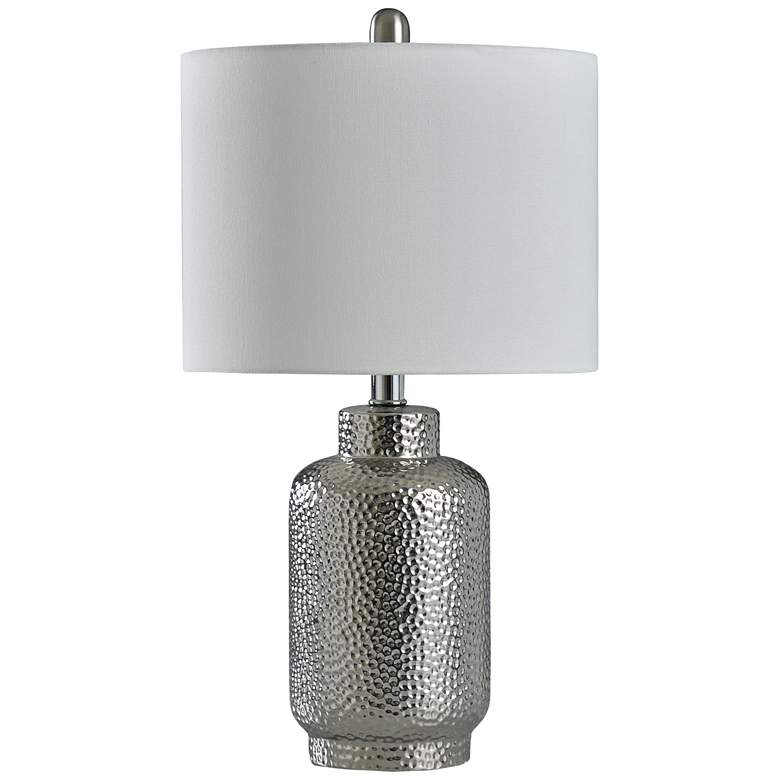 Image 1 Selena Hammered Silver Ceramic Vase Accent Table Lamp