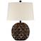 Selena Sphere Diamond-Patterned Brown Accent Table Lamp