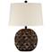 Selena Sphere Diamond-Patterned Brown Accent Table Lamp