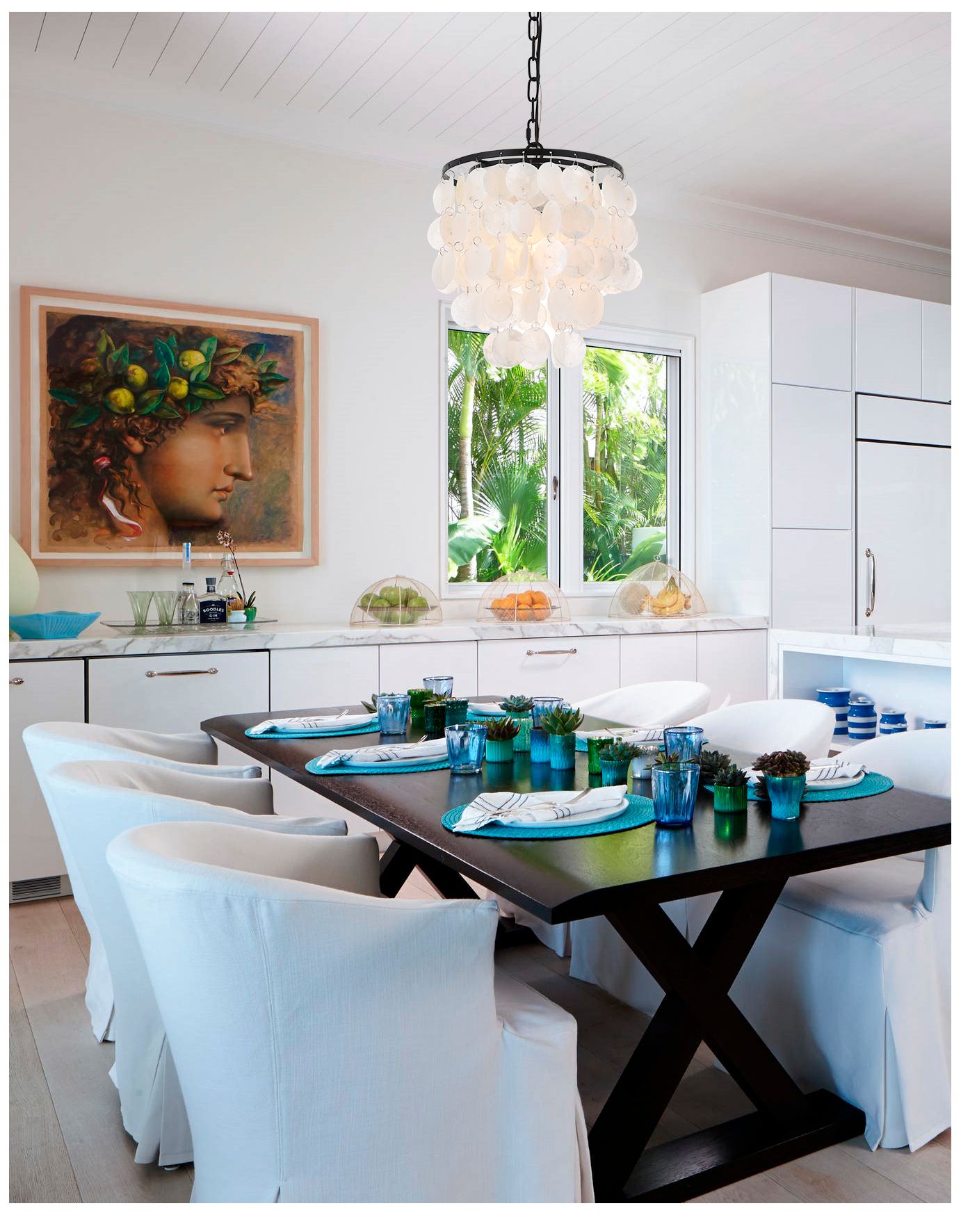 Image 3 Selene 10" Wide Black and White Shell Mini Pendant more views