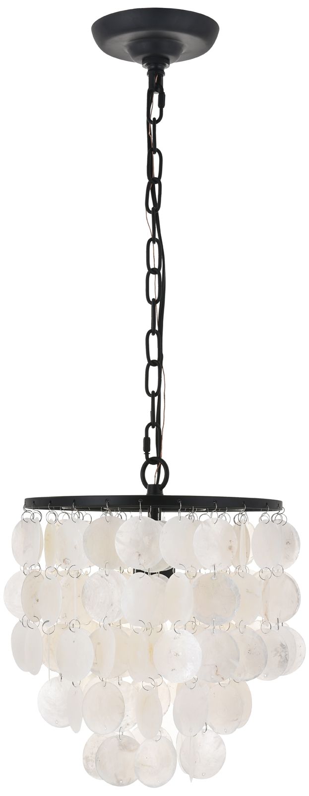 Selene 10" Wide Black and White Shell Mini Pendant