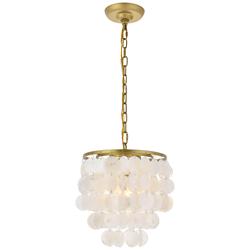 Selene 10" Wide Brass and Cascading Shell Mini Pendant