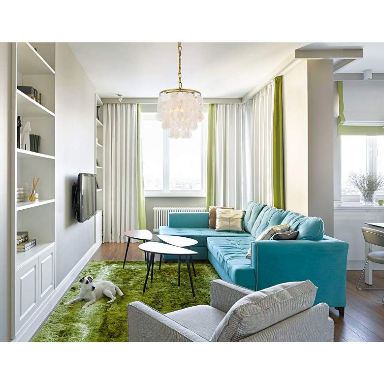 Image 3 Selene 10" Wide Brass and Cascading Shell Mini Pendant more views