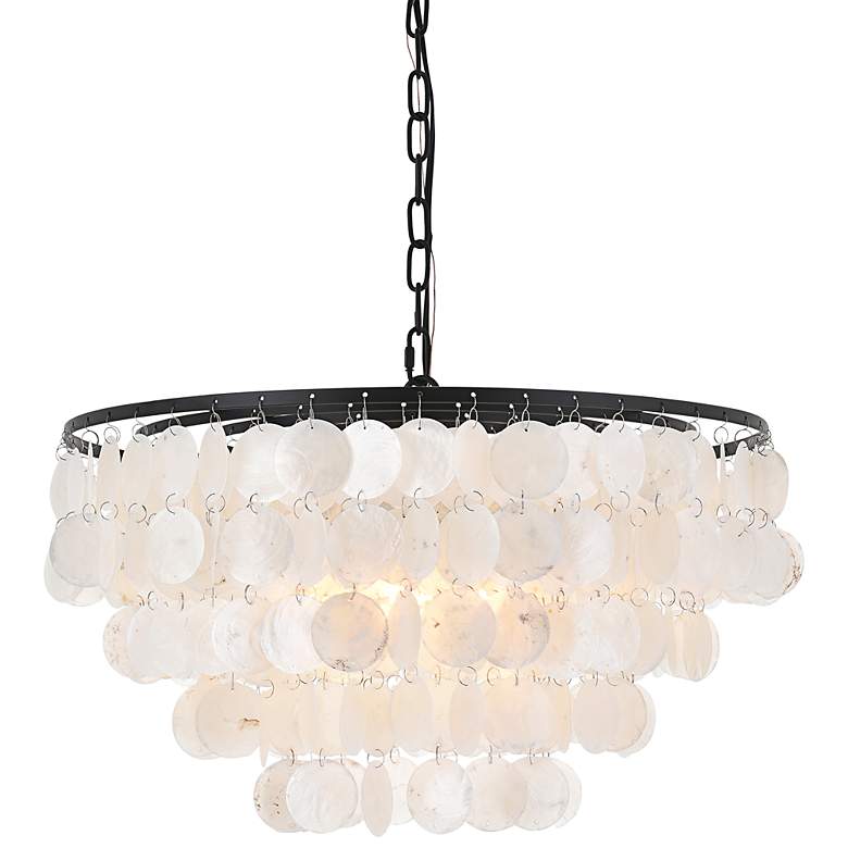Image 3 Selene 20" Wide Black Cascading Shell 4-Light Pendant