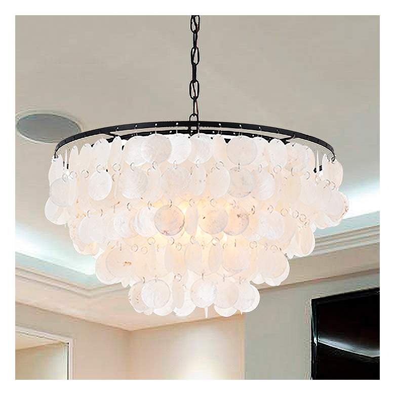 Image 2 Selene 20" Wide Black Cascading Shell 4-Light Pendant