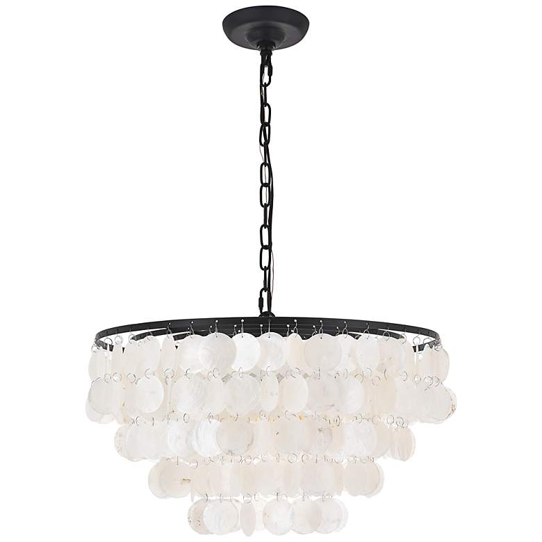 Image 5 Selene 20" Wide Black Cascading Shell 4-Light Pendant more views