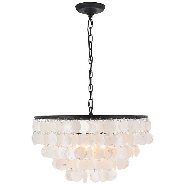Image 6 Selene 20" Wide Black Cascading Shell 4-Light Pendant more views