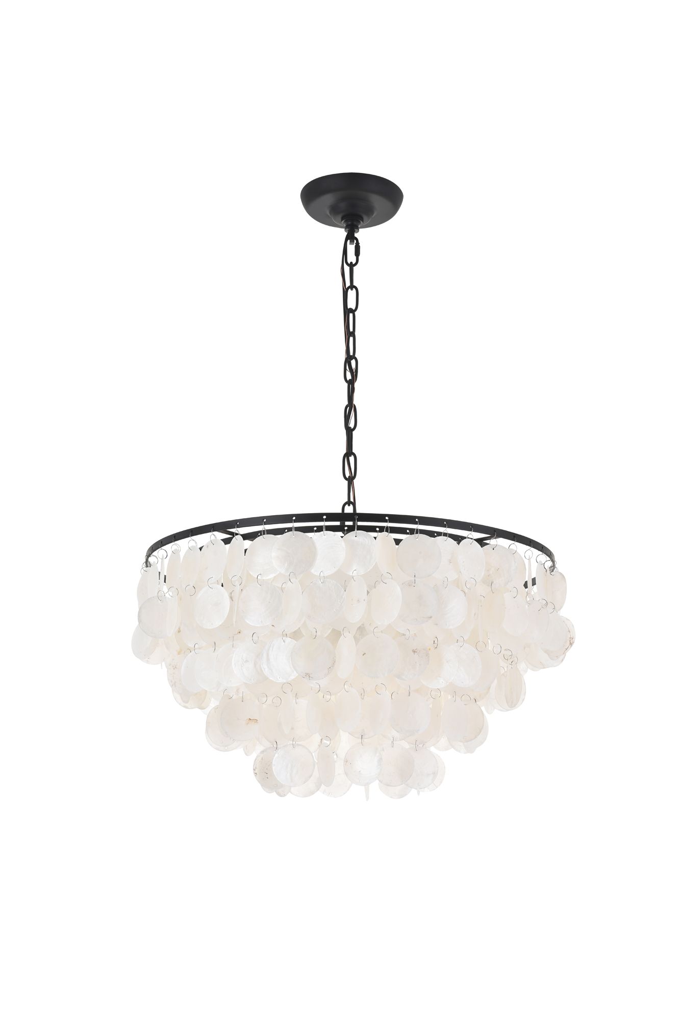 Selene 20" Wide Black Cascading Shell 4-Light Pendant in scene