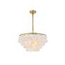 6_Selene 20" Wide Brass Cascading Shell 4-Light Pendant more views