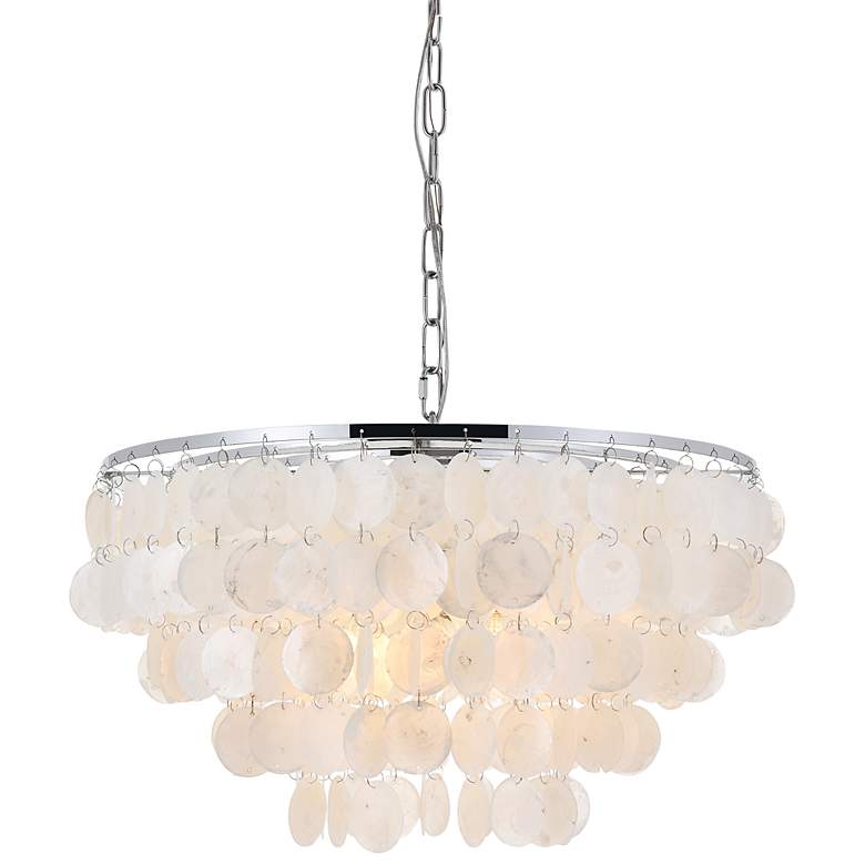 Image 3 Selene 20" Wide Chrome Cascading Shell 4-Light Pendant