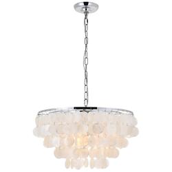 Selene 20" Wide Chrome Cascading Shell 4-Light Pendant