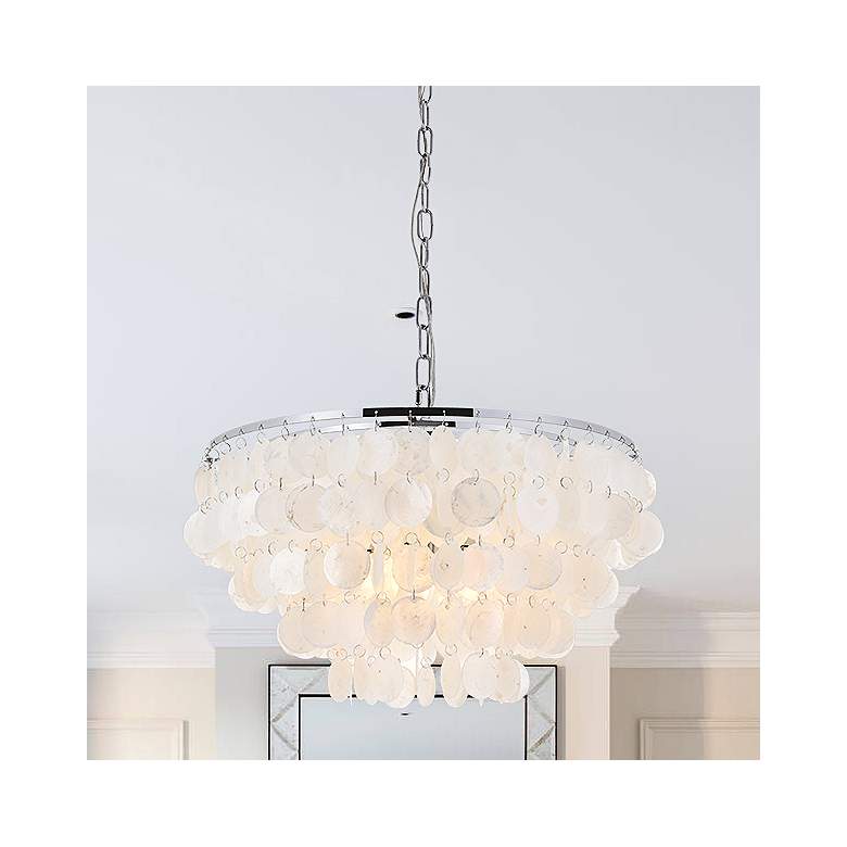 Image 2 Selene 20" Wide Chrome Cascading Shell 4-Light Pendant